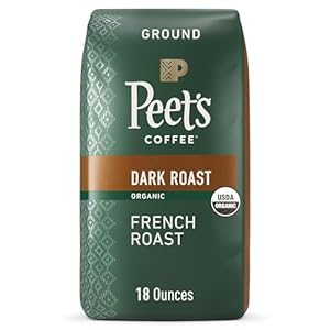 Peet’s Coffee, Dark Roast Ground Coffee – Organic French Roast 18 Ounce Bag, USDA Organic