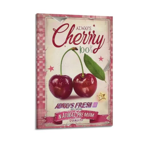 Affiches esthétiques de salon style vintage Fresh Cherry Label 01 chambre