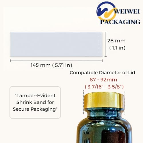 Image of Weiwei - 500 PCS, 145 x 28 mm, Clear Perforated Tamper Evident Cap Seals - Fits 3.43 inch-3.62 inch (87-92 mm) Lid Diameter