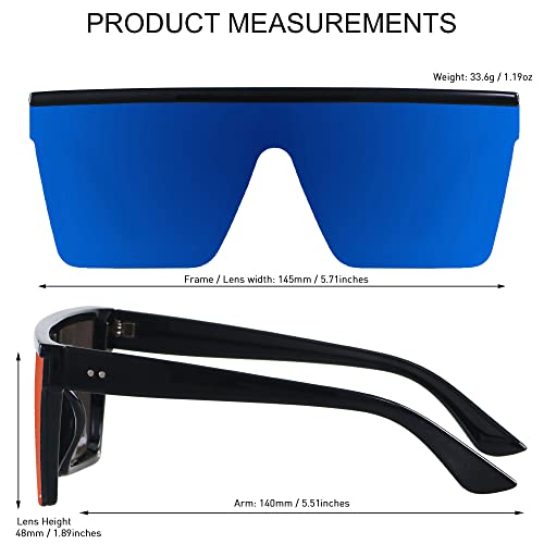 LYZOIT Square Oversized Sunglasses for Women Men Big Flat Top Fashion Shield Large UV Protection Rimless Shades