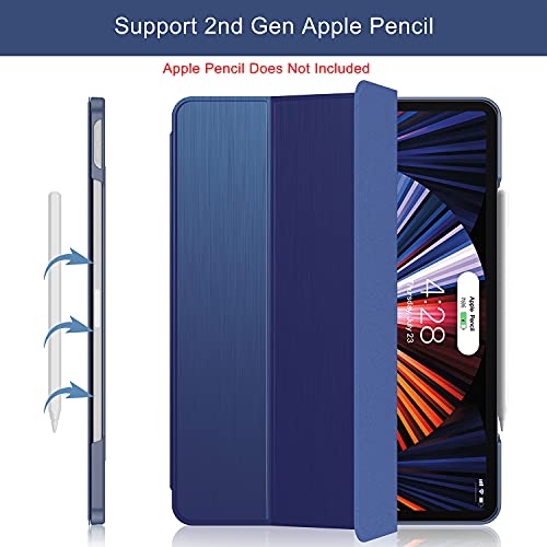 Soke New Ipad Pro 12.9 Case 2022 2021(6Th 5Th Generation) - [Slim Trifold Stand + 2Nd Gen Apple Pencil Charging + Auto Wake/Sleep],Protective Hard Pc Back Cover For Ipad Pro 12.9 Inch(Navy) #TOP3