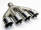 Exhaust Tip Center 3.00 inlet 3.50 Quad 15.00 Long WCQUAD35015-300-SS Rolled Slant Stainless Steel Wesdon Exhaust Tip