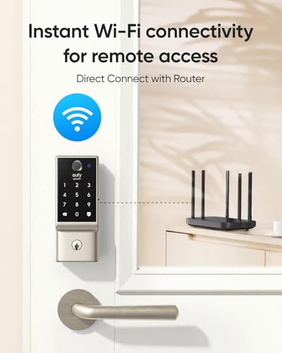 Image of eufy Security Smart Lock C220, Fingerprint Keyless Entry Door Lock, Built-in Wi-Fi, App Remote Control, Front Door Smart Deadbolt, IP53 Waterproof, 8-Months Battery, Nickel