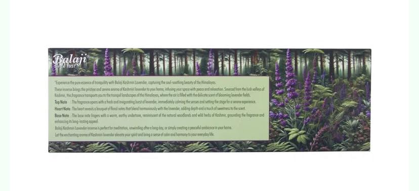 Image of Balaji Kashmiri Lavender Incense Sticks | Scent Sticks /Agarbathi for Calm & Pleasant Fragrance | Premium Incense Sticks (50 GMS) Pack of 5