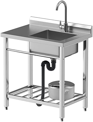 HzaiDanXin Single Bowl Kitchen Sinks,Outdoor Sink,Outdoor Sink,Small Rv Sink,Bar Sink Drop In,Bar With Cutting Board,Utility Sink,Laundry Tub,Free Standing Stainless-Steel 31in