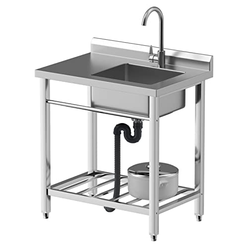 Hzaidanxin Single Bowl Kitchen Sinks,Outdoor Sink,Outdoor Sink,Small Rv Sink,Bar Sink Drop In,Bar With Cutting Board,Utility Sink,Laundry Tub,Free Standing Stainless-Steel 31In #TOP10