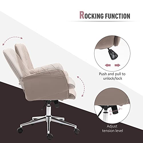 Vinsetto Modern Mid-Back Tufted Microfiber Home Office Desk Chair With Adjustable Height, Swivel Adjustable Task Chair With Padded Armrests, Light Grey #TOP4