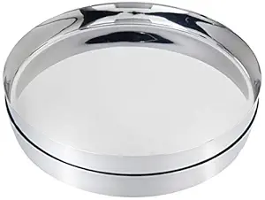 Amazon Brand - Solimo Miriel Stainless Steel Dinner Plate Set (2 pieces, 28 cm dia, Straight Deep Wall Design)