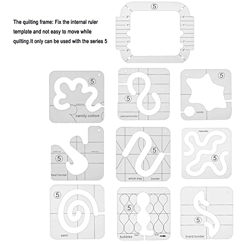 11 Pcs Free-Motion Acrylic Quilting Template Ruler With Quilting Frame - Sewing Machine Domestic Templates, Scratch Resistant Diy Sewing Tools Notions（Series 5) #TOP5