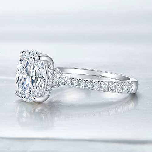 Sizeron 3Ct Oval Moissanite Engagement Ring Solitaire Lab Created Diamond White Gold Plated Sterling Silver Promise Rings For Women Size 5 #TOP3