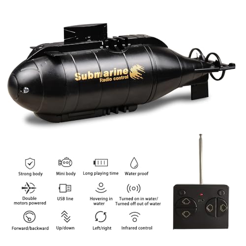 YEIBOBO ! Urchins' Family Yeibobo ! 6 Channels Mini Rc Submarine Toy (Black), Kid