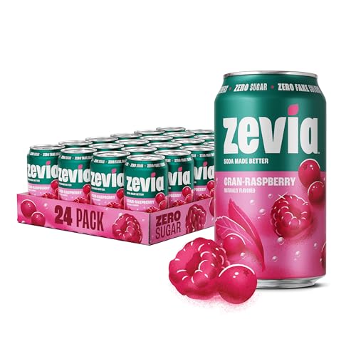 Image of Zevia Zero Sugar Soda, Cran-Raspberry, 12 oz Cans (24-Pack) - Naturally Sweetened, Non-GMO Project Verified, Gluten-Free, Vegan