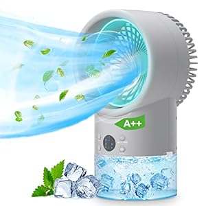 renfox climatiseur mobile, climatiseur portatif, 4 en 1 mini refroidisseur d'air, ventilateur, humidificateur, 7 couleurs led, personnel refroidisseur d'espace pour le bureau de voyage à la maison