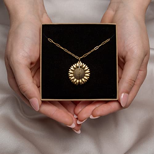 Suavell You Are My Sunshine - Sunflower Necklace Locket For Women. 18K Gold Plated Pendant With Engraved Hidden Message – Gifts For Women, Mom, Mother, Daughter, Sister, Teens. #TOP4