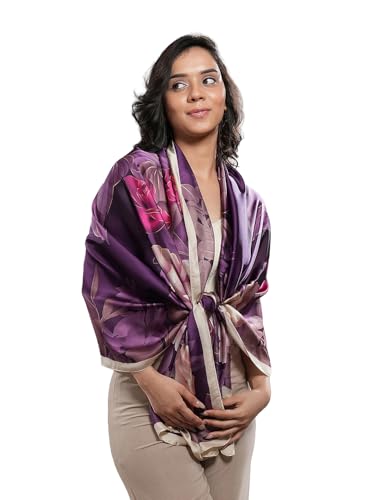 Image of CrossKulture Printed Poly Silken feel Scarf Stole for Women | Stylish, Soft, & Lightweight | Satin Feel Neck Scarf, Hair Scarf, Head Scarf for Women
