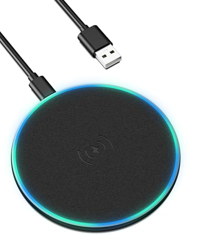 Binamao 15W Cargador Inalámbrico Rápido, Cargador de inducción para iPhone 16/15/14/13/12/11 Pro/MAX/XS MAX/XR/SE, Wireless Charger para Samsung Galaxy S24/S23/S22/S21S20/Note10/9, AirPods 2/Pro