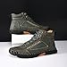 LJAIYI Men's Casual Handmade Leather Boots Fashion Comfortable Arch Support Wide Walking Driving Shoes Non-Slip Outdoor Ankle Boots (Green,12)