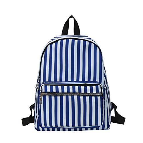 Yunobi - Mochilas de rayas para niñas Harajuku, mochila de tela Oxford para viajes escolares, Azul-s (Azul) - YUNO21594050254