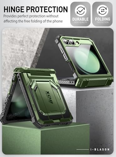 Image of i-Blason for Samsung Galaxy Z Flip 6 Case, ZFlip 5 /Flip7 FE Case, DarkGR | Built-in Screen Protector, Hinge Protection, Belt-Clip, KickStand