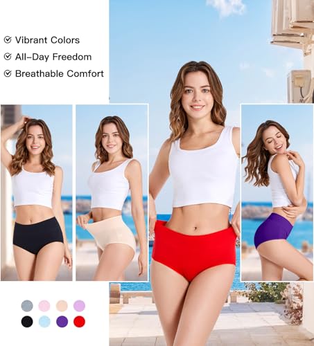 HAVVIS Women's Briefs Underwear Cotton High Waist Tummy Control Panties Rose Jacquard Ladies Panty Multipack4