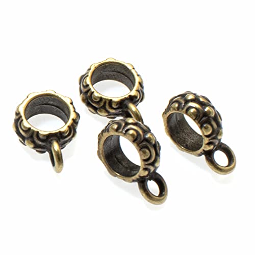 Antique Brass Oasis Spacer Bails, TierraCast Large Hole Euro Pendant Holder 4/Pkg