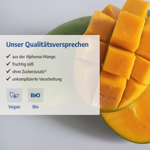 Govinda Mango Püree aus Alphonso-Mangos (975 ml) – 100 % Frucht, ohne Zuckerzusatz I für Smoothies, Desserts, Saucen & Cocktails – Herkunft Indien, abgefüllt in Deutschland