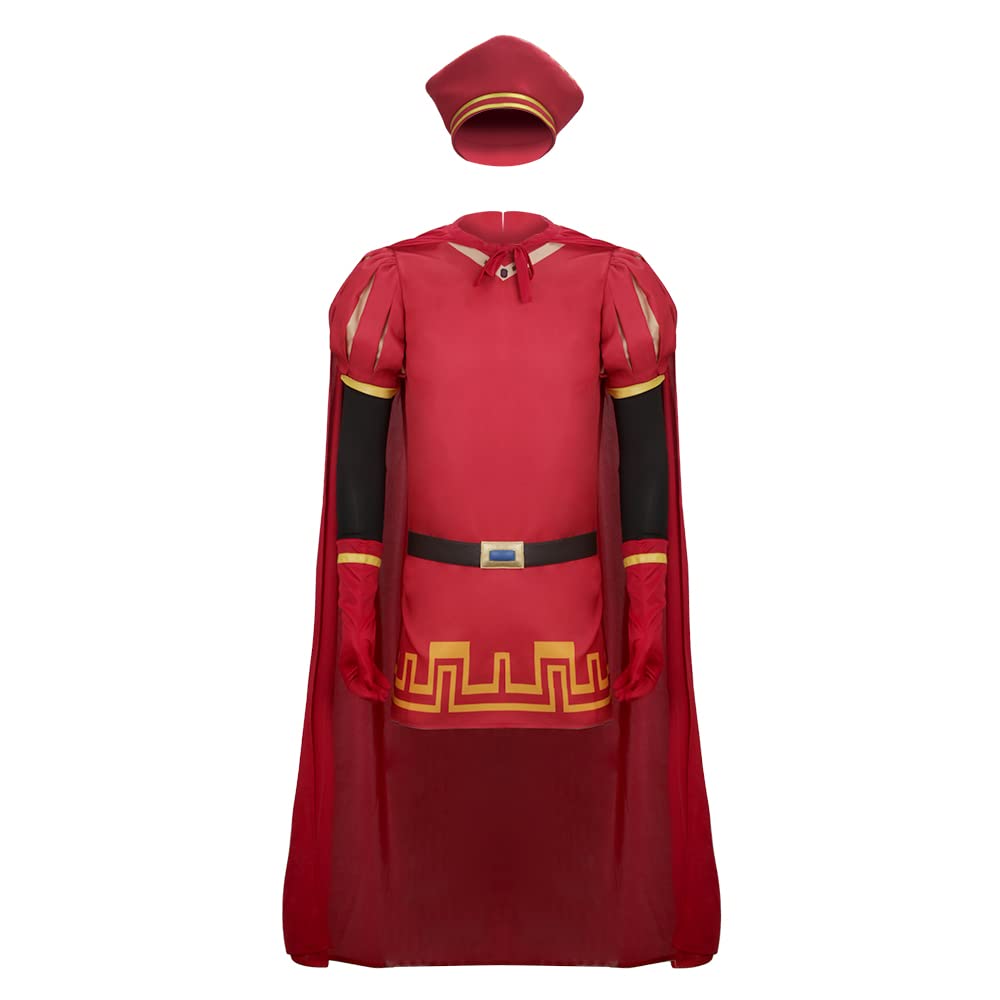 LIKUNGOU Túnica de Rey Lord Farquaad Cosplay Conjunto Completo con Sombrero Traje Rojo para Hombres Adultos Halloween Navidad Vestido de Lujo