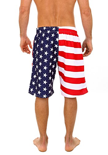 UZZI Men's Patriotic USA American Flag Swim Trunks2