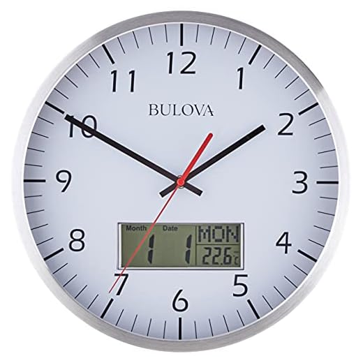 Bulova C4810 Manager Wall Clock, Silver
