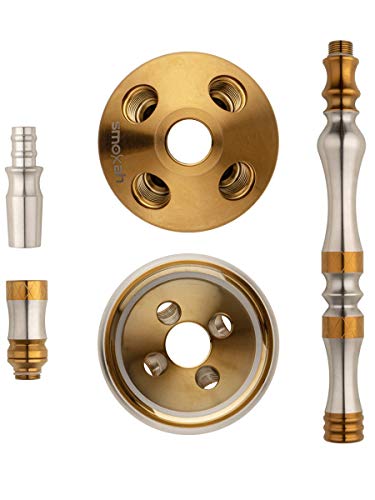 Smokah Royal Shisha Wasserpfeife Edelstahl Gold mit Zubehör – Bild 6