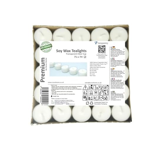 Velas de Cera de Soja Premium Candelas en Taza Tansparente con Luces Nocturnas No Tóxicas Sin Perfume de Cera Blanca (75 Candelas - 7 Horas)