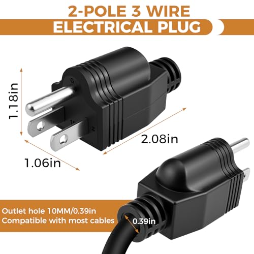5Pcs NEMA 5-15P Electrical Replacement Plugs, 2-Pole 3-Wire Black by ZDRU - Used condition - Image 2