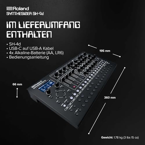 Roland SH-4d kompakter Desktop-Synthesizer | 11 OSC-Modelle | professionelle Sounddesign-Werkzeuge | geeignet für Studio & Live | Hands-On-Workflow | zahlreiche Effekte
