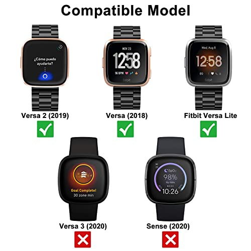 Hatolove Compatible with Fitbit Versa 2 Strap/Fitbit Versa Strap, Metal Stainless Steel Band Adjustable Replacement Strap Compatible with Fitbit Versa, Versa 2, Versa Lite - Image 2