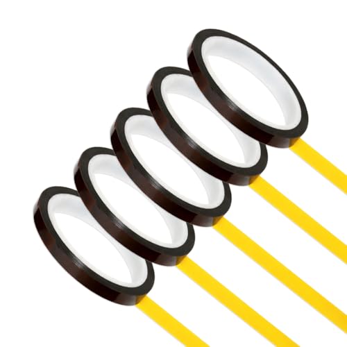 Image of Tapes Master 5 Rolls - 3 /8 inch x 36 Yds 1 Mil Polyimide High Temperature Heat Resistant Tapes with Silicone Adhesive, No Residue