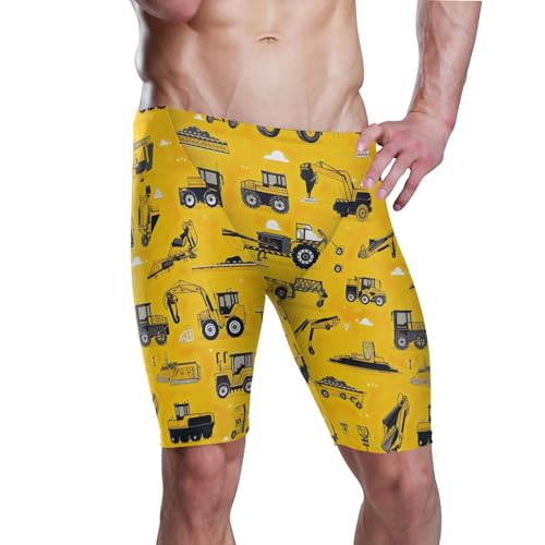 UMIRIKO Cute Car Tractor Men's Swimsuit Swim Jammers L B0400829