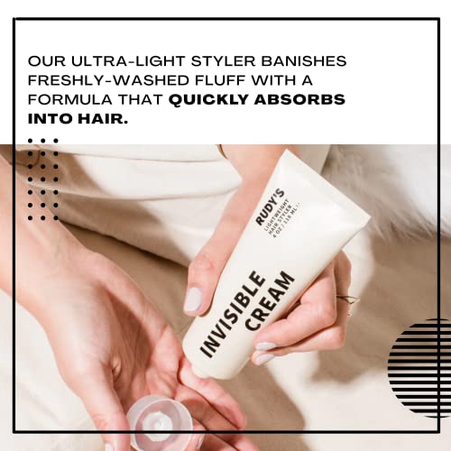 Rudy's Invisible Cream | Lightweight Hair Styler, Frizz Control & Smoothing Cream - Paraben Free - All Hair Types For Men & Women (1 Oz) #TOP3