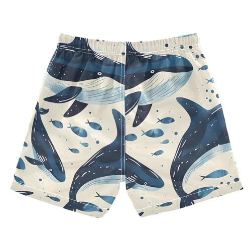 OREZI Boys Swim Trunk Shorts Watercolor Blue Whale Bathing Suit for Kids Teens2
