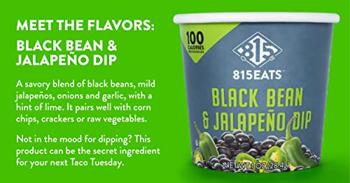 815Eats - Easy And Microwaveable Dips In 90 Seconds, Gluten Free And Kosher 100 Calorie Snack, (Black Bean & Jalapeño Dip, Pack Of 6 Individual Cups) #TOP3