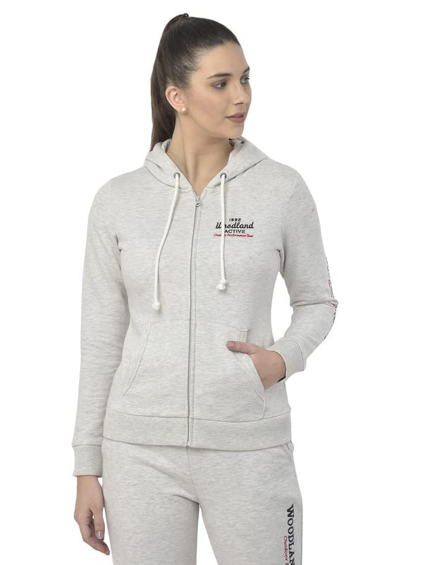 Woodland Womens Cotton Polyester Casual Regular Fit Sweatshirt (Ecru Beige)