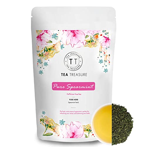 Tea Treasure USDA Organic Spearmint Herbal Tea for PCOD & PCOS, Cure Facial Hair & Acne Due to Hormonal Imbalance, 100 g
