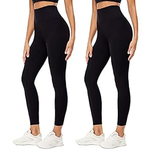 YOLIX-2-Pack-High-Waisted-Workout-Leggings-for-Women-Buttery-Soft-Running-Yoga-Leggings YOLIX 2 Pack Plus Size Capri & Ankle Leggings for Women, 2X 3X 4X High Waisted Black Workout Leggings