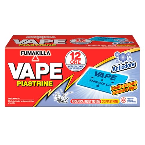 Vape Piastrine di Ricarica Antiodore per Diffusore contro Zanzare Comuni e Tigre - 2 Confezioni da 30 Piastrine