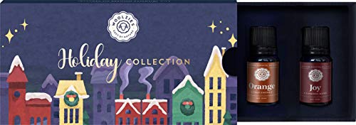 Woolzies 100% Pure Christmas Holiday Village Essential Oil Gift Set of 6 | Incl. Joy, Peppermint, Vanilla, Lavender, Orange & Pine Festive Essential Oils