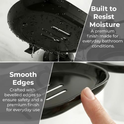 Image of Plantex J4 Stainless Steel Soap Dish with Liquid Dispenser /Soap Stand for Bathroom Wall Mount /Shampoo Dispenser /Bathroom Accessories (PVD Black Finish) Onix
