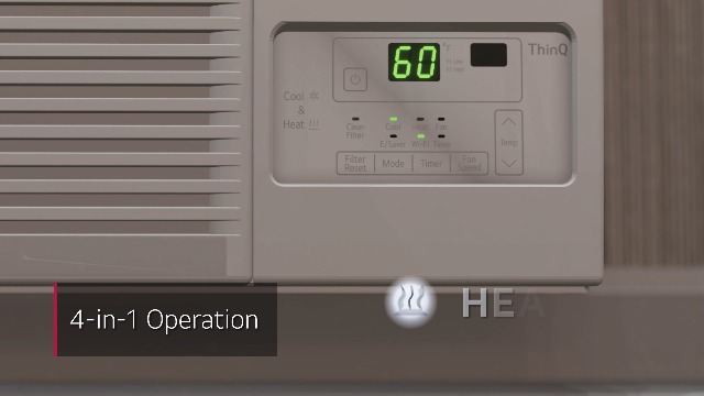 Image of LG LW1223HR 12200 BTU Window Air Conditioner with 570 Square Feet Coverage, Quiet Operation, and LED Display (White) | Heats and Cools Up to 570 Sq Ft, 208 /230v, 4-in-1 Modes, R32 Refrigerant