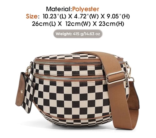 Image of 2 Pcs Checkered Crossbody Bags for Women Bum Bag Checkered Cross Body Sling Backpack Hobo Satchels Shoulder Wallet Purses