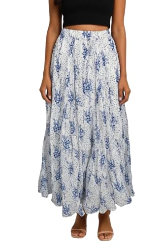 Image of Premium Long Skirt | Stylish Long Crushed Cotton & Unique Prints | Floor Length Skirt for Women | Elastic Waist Premium Maxi Skirt - Comfortable Casual Wear