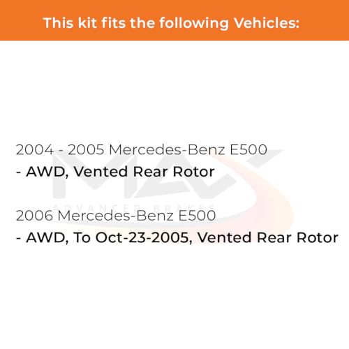 Image of Max Advanced Brakes Front & Rear Brake Kit Compatible With 2004 2005 2006 Mercedes-Benz E500 AWD w /Vented Rear Rotor Replacement Premium OE Disc Brake Rotors and Ceramic Brake Pads