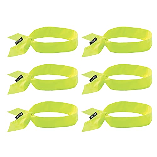 Image of Ergodyne Chill Its 6700 Cooling Bandana, Evaporative Polymer Crystals For Cooling Relief, Tie For Adjustable Fit, 6-Pack ,Lime